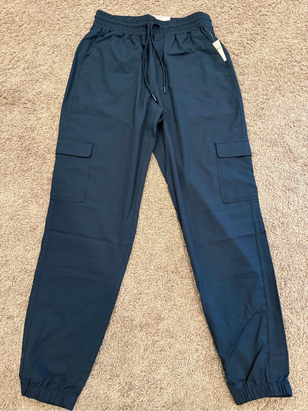 Old Navy Mid Rise Ankle Stretch Tech Jogger Cargo Pants, Dark Blue, Sz S Tall